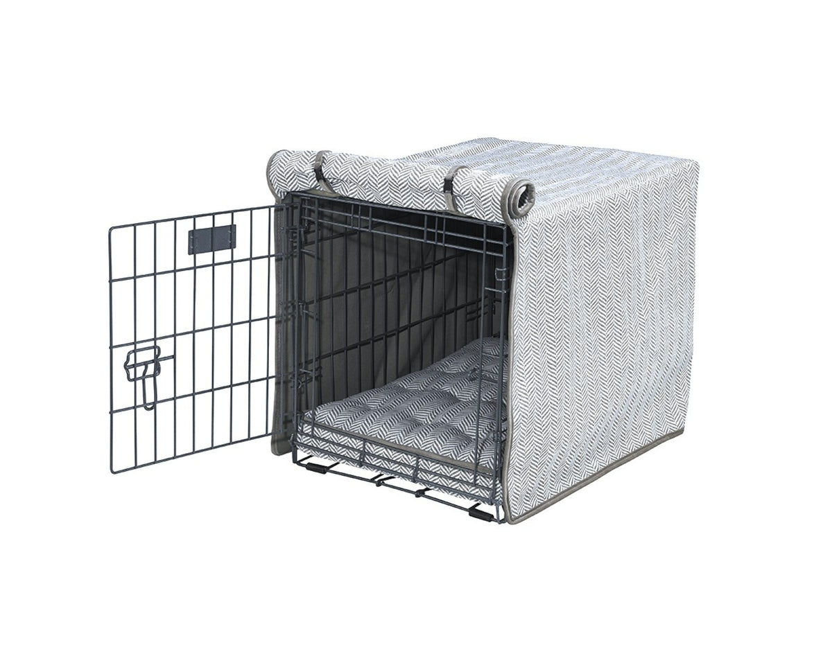 Crate Cover in Taupe Herringbone