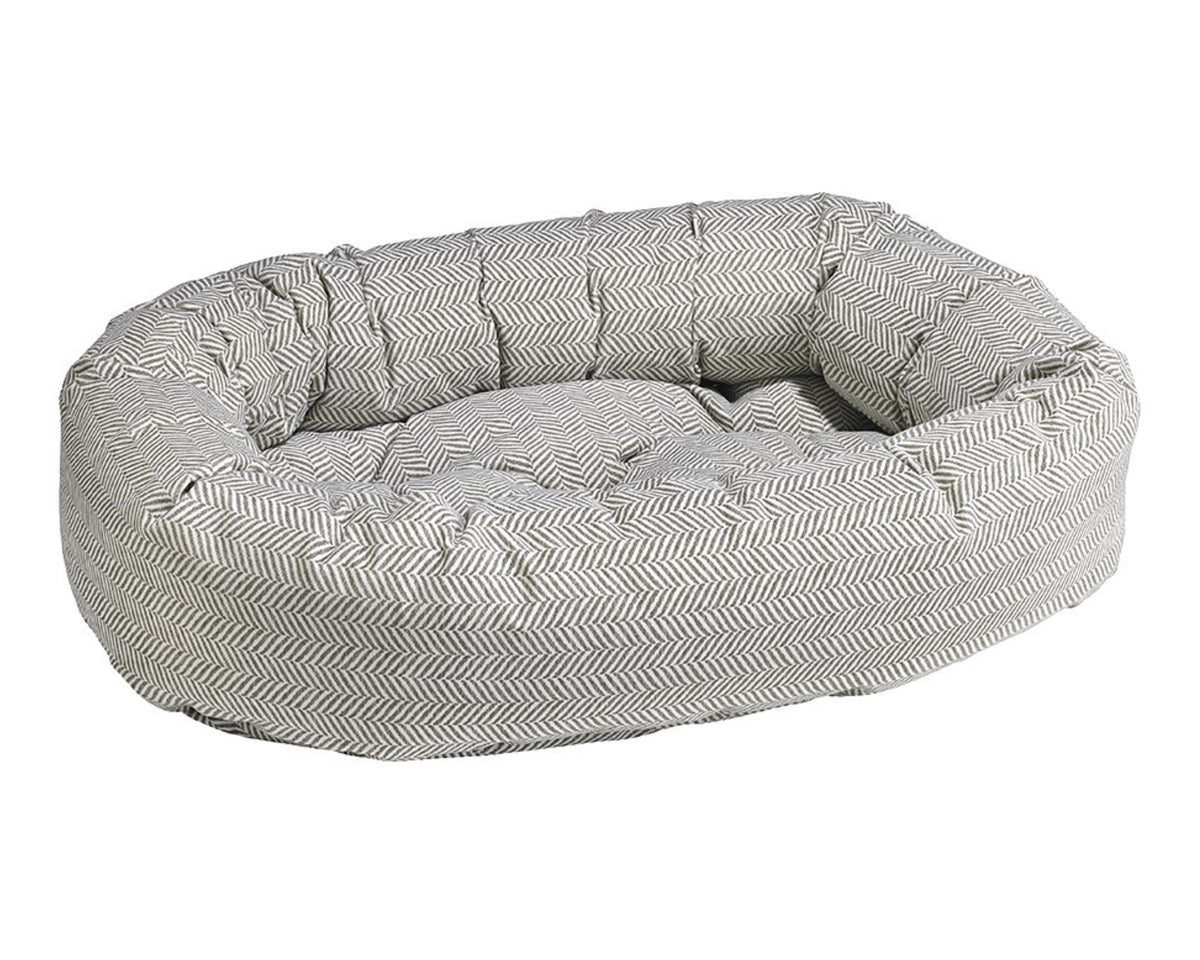 Donut Bed - Designer Prints in Taupe Herringbone