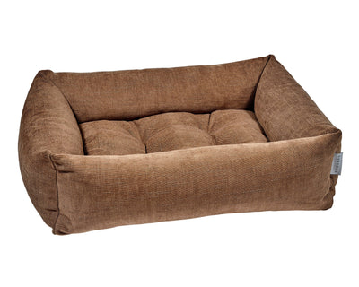 The Franklin cushioned dog bed in Caramel.