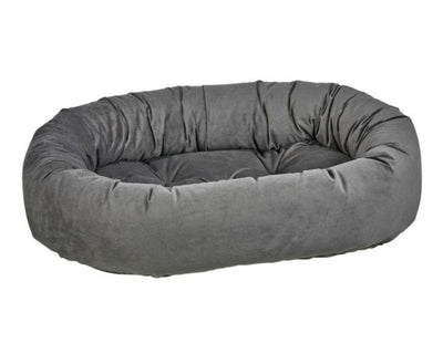 Donut Bed with oval bolster and tufted cushion in Ash.