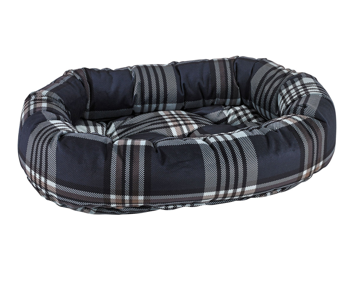 Donut Bed - Designer Prints in Greystone Tartan
