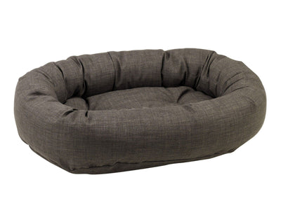 Donut Bed with oval bolster and tufted cushion in Shale.