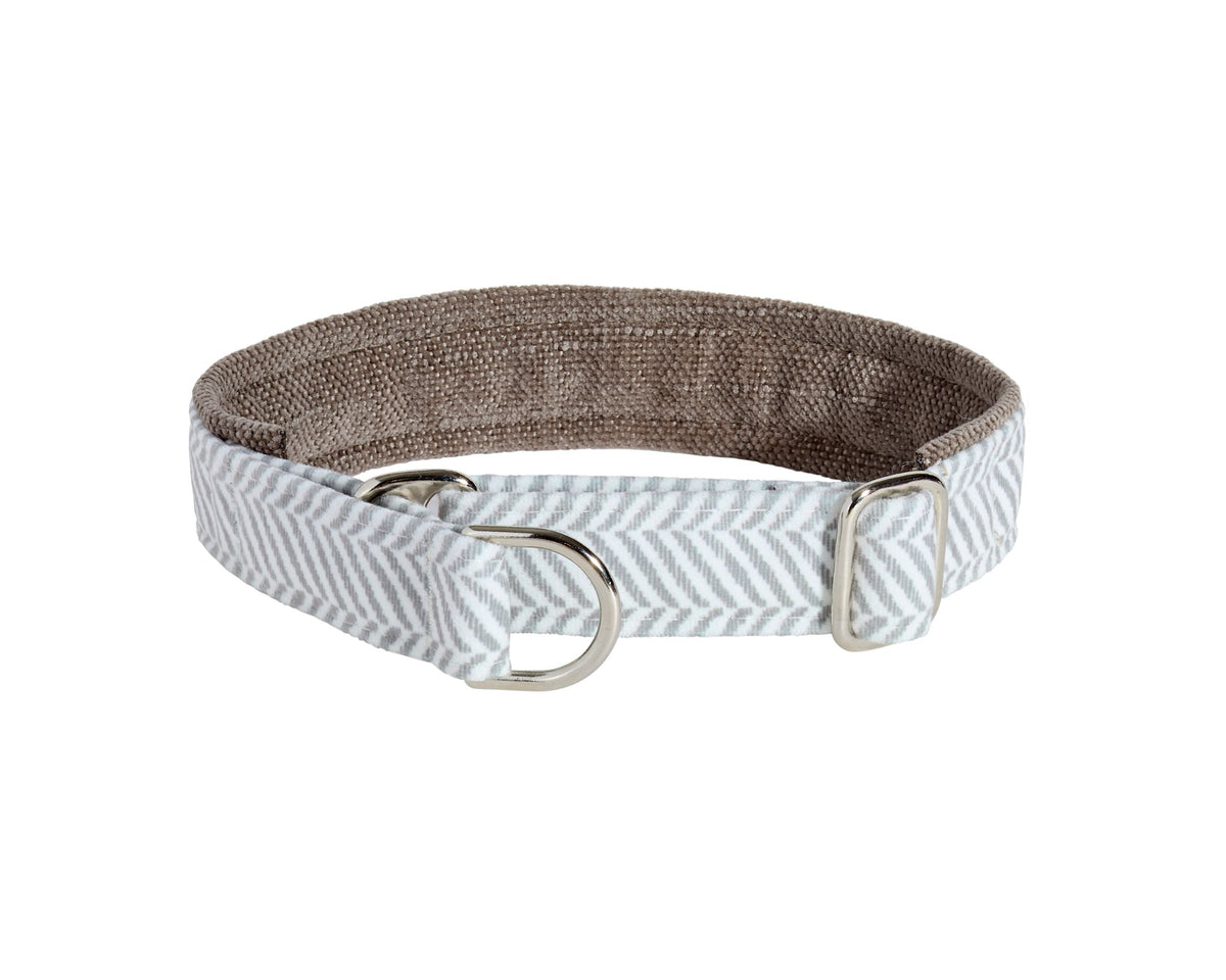 Designer Slip Collar in Taupe Herringbone and Mousse