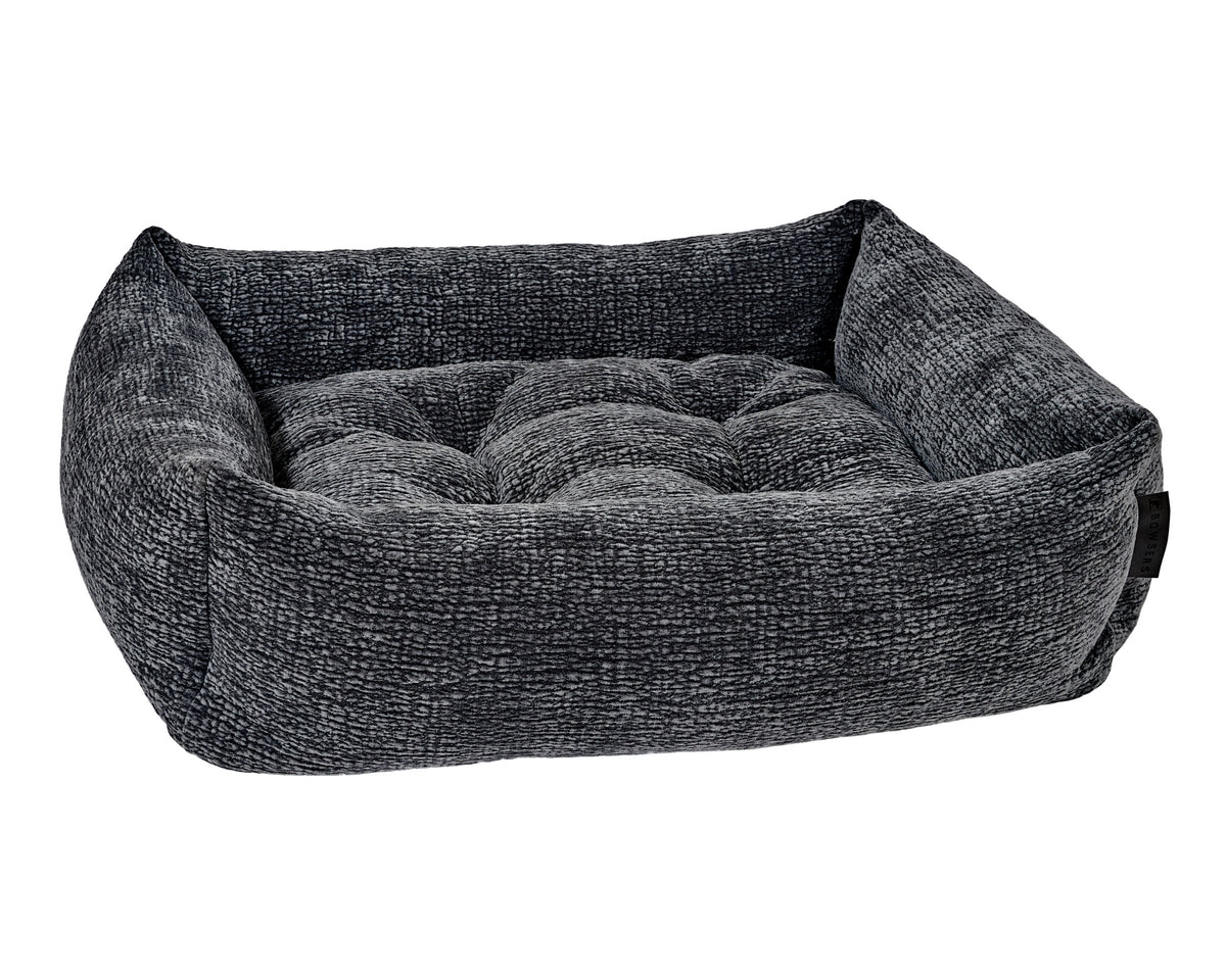 The Franklin cushioned dog bed in Elephant Grey.