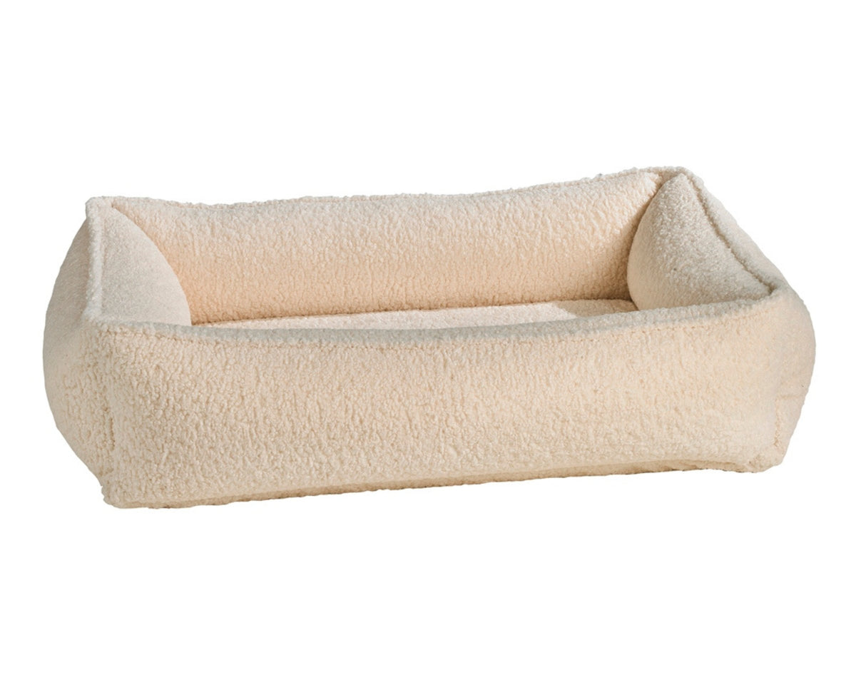 Urban Lounger orthopedic dog bed in Ivory Sheepskin.