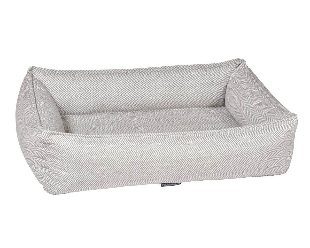 Urban Lounger orthopedic dog bed in Taupe Herringbone.