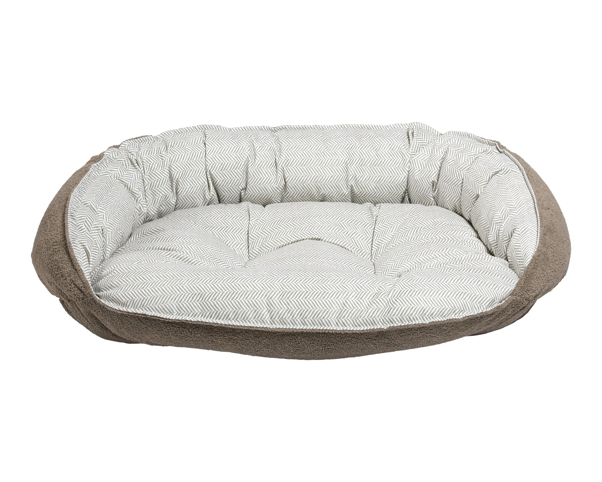 Crescent Reversible Bed turned inside out, Mocha outside