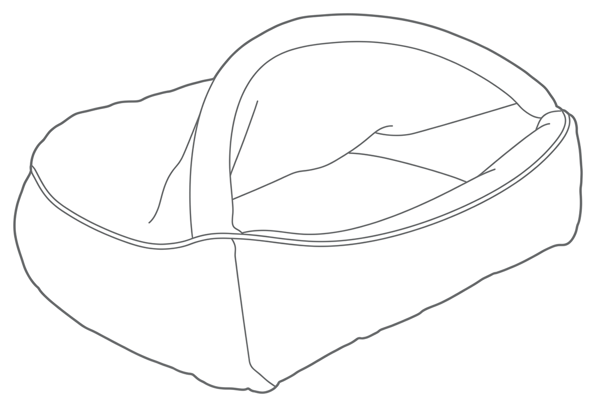 Line drawing of the Canopy Cozy, numbered to match the list beside it.