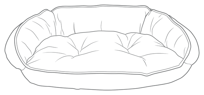 Crescent Bed, line drawing