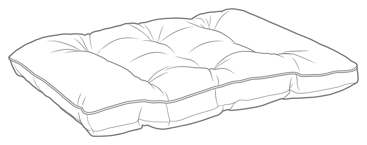 Line drawing of the Dream Futon, numbered to match the list beside it.