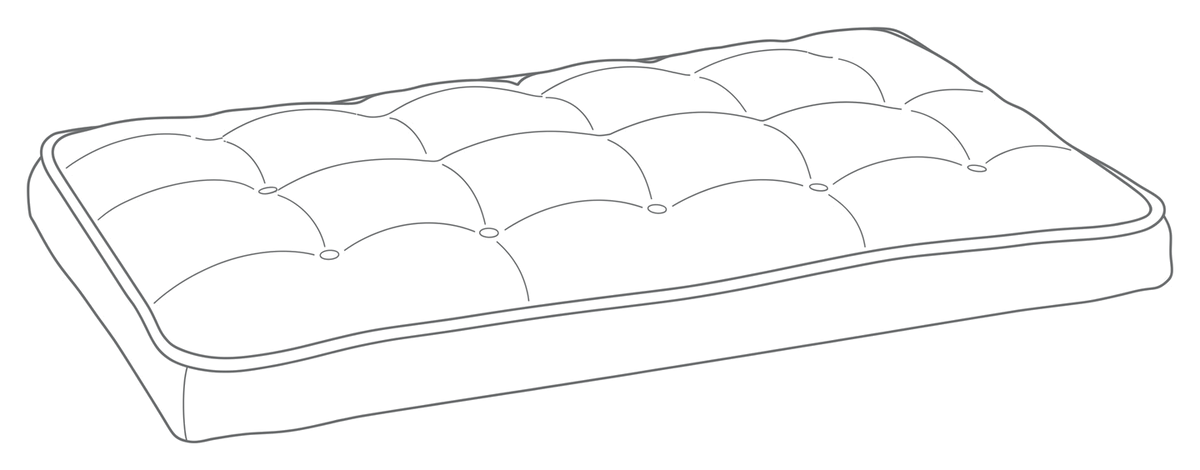 Line drawing of the Luxury Crate Mattress, numbered to match the list beside it.