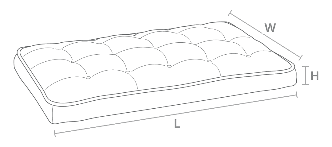 Size drawing for Luxury Crate Mattress