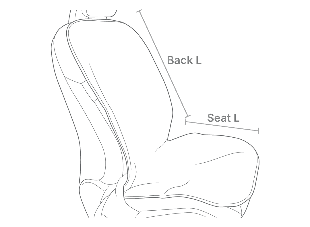 Size drawing for Single Car Seat Cover